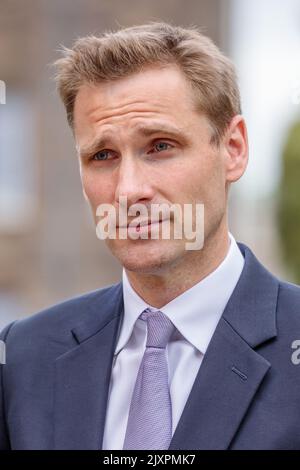 College Green, Londra, Regno Unito. 7th luglio 2022. Politico conservatore, Chris Philp. Foto Stock