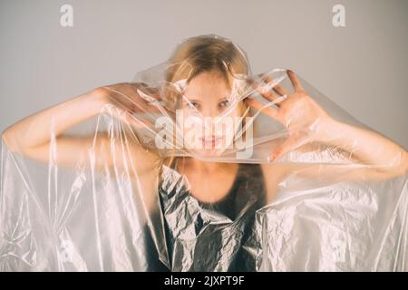 stop violenza defocused arte ritratto diritti femminili Foto Stock