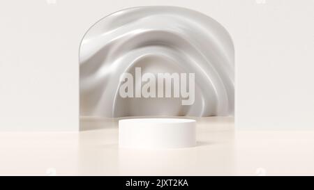 Astratto bianco 3D sfondo studio per la presentazione di prodotti cosmetici. Stanza grigia vuota con ombre di finestra. Visualizza il prodotto con sfondo sfocato Foto Stock