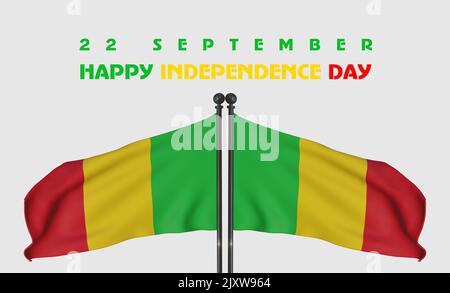 Happy Mali Independence Day Settembre 22th Celebration, Template for Poster, Banner, Advertising, Greeting Card with flag Mali, Independence Day of M Foto Stock