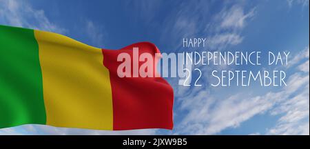 Happy Mali Independence Day Settembre 22th Celebration, Template for Poster, Banner, Advertising, Greeting Card with flag Mali, Independence Day of M Foto Stock