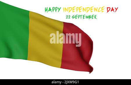 Happy Mali Independence Day Settembre 22th Celebration, Template for Poster, Banner, Advertising, Greeting Card with flag Mali, Independence Day of M Foto Stock