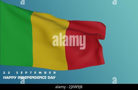 Happy Mali Independence Day Settembre 22th Celebration, Template for Poster, Banner, Advertising, Greeting Card with flag Mali, Independence Day of M Foto Stock