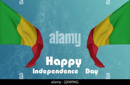 Happy Mali Independence Day Settembre 22th Celebration, Template for Poster, Banner, Advertising, Greeting Card with flag Mali, Independence Day of M Foto Stock