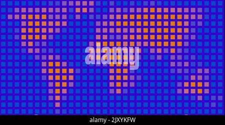 Word Map con pixel blu e arancione per la presentazione, la stampa, il Web, ecc. buona anche per lo sfondo e la texture. Foto Stock