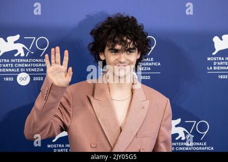 Lido di Venezia, Italia. 07th Set, 2022. Jack Dylan Grazer partecipa alla fotocellula per 'Dreamin' Wild' al 79th° Festival Internazionale del Cinema di Venezia, il 07 settembre 2022 a Venezia. Credit: Independent Photo Agency/Alamy Live News Foto Stock