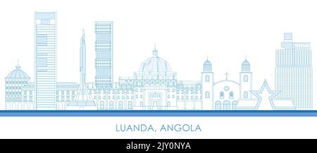 Schema panorama della città di Luanda, Angola - illustrazione vettoriale Illustrazione Vettoriale