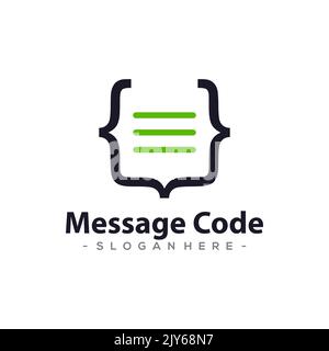 Design del modello del logo del codice del messaggio. Illustrazione vettoriale. Illustrazione Vettoriale