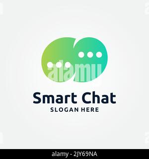 Design del modello di logo Smart Chat. Illustrazione vettoriale Illustrazione Vettoriale