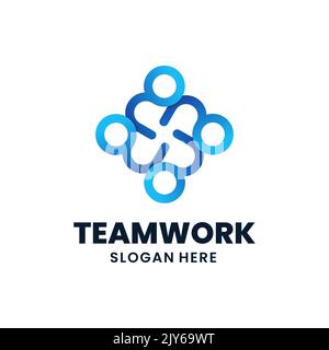 Modello di logo per il lavoro di squadra. Il logo creativo della gente sociale, la connessione, la collaborazione, l'unità, ecc. Illustrazione Vettoriale