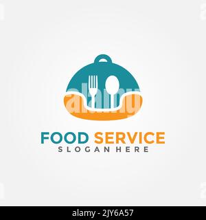 Logo Food Service Vector. Modello di progettazione del logo per l'ordinazione di alimenti. Illustrazione Vettoriale