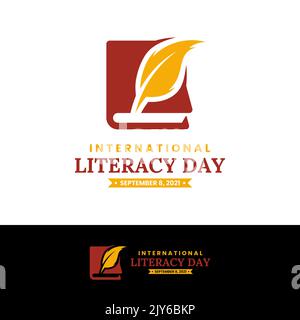 8 settembre, modello di progettazione del logo per la Giornata Internazionale dell'alfabetizzazione. Illustrazione vettoriale Illustrazione Vettoriale