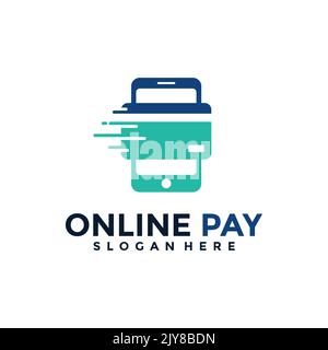 Vettore di logo Fast Mobile Pay. Modello di progettazione del logo della transazione di pagamento digitale. Illustrazione Vettoriale