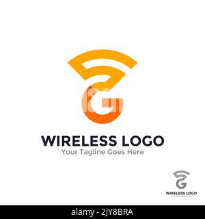 Concetto di design del logo del segnale wifi 5G. Illustrazione vettoriale Illustrazione Vettoriale