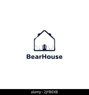 Semplice disegno astratto del logo della casa e del viso dell'orso. Formato vettoriale. Illustrazione Vettoriale