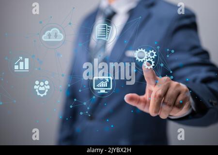 Concetto aziendale di sistema di processo per la tecnologia software di automazione Foto Stock