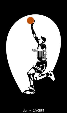 Silhouette vettoriale del giocatore di basket. Vettore sportivo Illustrazione Vettoriale