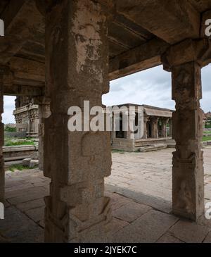 Dettagli del Tempio Vitthal a Hampi Stato Karnataka India 08 08 2022 Foto Stock