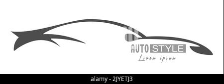 Stile automatico. Concept car sportiva astratta, modello per logo, emblema, adesivo e design digitale. Stile piatto Illustrazione Vettoriale