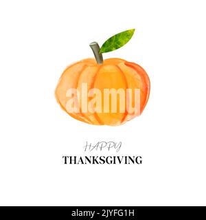 Felice Thanksgiving scheda di disegno carino illustrazione della zucca Illustrazione Vettoriale