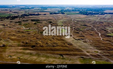 Vista aerea del Royal St Georges Golf Course, Sandwich Bay, Kent Foto Stock