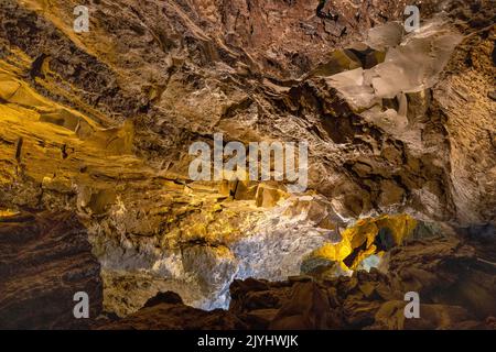 Cueva de los Verdes, grotta vulcanica, Isole Canarie, Lanzarote, Arrieta Foto Stock