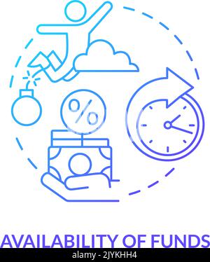 Disponibilità di fondi icona blu del concetto gradiente Illustrazione Vettoriale
