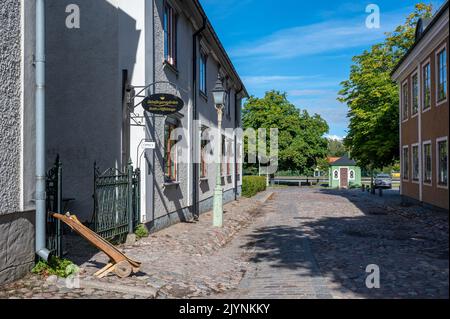 Museo all'aperto Old Linköping durante l'autunno in Svezia. L'edificio storico è stato spostato qui quando il centro di Linköping è stato modernizzato. Foto Stock