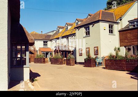 The Hope and Anchor pub, Hope Cove, Kingsbridge, South Devon, Inghilterra, Regno Unito. Foto Stock