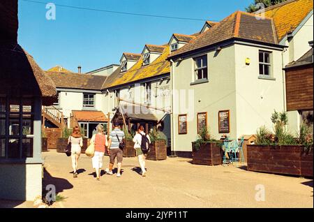 The Hope and Anchor pub, Hope Cove, Kingsbridge, South Devon, Inghilterra, Regno Unito. Foto Stock