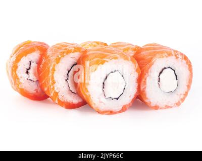 Panini prelibati sushi pronti a sfondo bianco isolato cibo giapponese Foto Stock