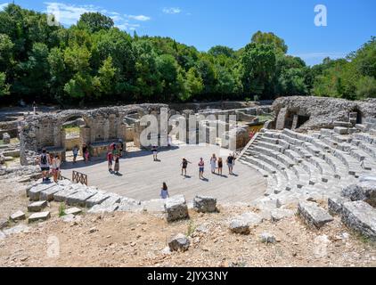 Il teatro nelle antiche rovine di Butrint, vicino a Saranda, Albania Foto Stock