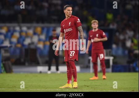 Napoli, Italia. 7 Set, 2022. Darwin Nunez del Liverpool FC durante la partita della UEFA Champions League tra SSC Napoli e Liverpool FC allo Stadio Diego Armando Maradona Napoli Italia il 07 settembre 2022. Credit: Franco Romano/Alamy Live News Foto Stock