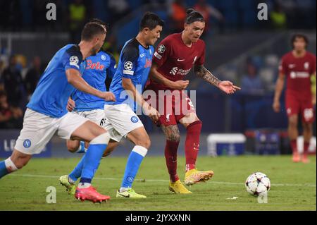 Napoli, Italia. 7 Set, 2022. Darwin Nunez del Liverpool FC durante la partita della UEFA Champions League tra SSC Napoli e Liverpool FC allo Stadio Diego Armando Maradona Napoli Italia il 07 settembre 2022. Credit: Franco Romano/Alamy Live News Foto Stock