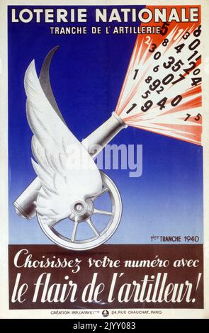 Poster francese "Lotteria Nazionale" 1942. Che mette in evidenza una campagna per il finanziamento delle uova pasquali, per i bambini sfollati, dopo la devastazione della seconda guerra mondiale e l'occupazione della Francia. Foto Stock