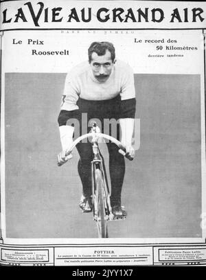 Rene Pottier (1879 - 1907); ciclista francese. Pottier vinse Bordeaux-Parigi nel 1903 prima di trasformarsi in professionista. È arrivato secondo a Parigi-Roubaix 1905 e Bordeaux-Parigi 1905, poi terzo a Parigi-Roubaix del 1906, prima di vincere il Tour de France nel 1906 Foto Stock