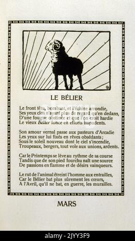 Les Mois' (i mesi) 1912 sonetti di Edouard Montier, (Edward Montier), 1870 - 1954; poeta francese. Legno di Jean Gabriel Daragnes (1886-1950). Foto Stock