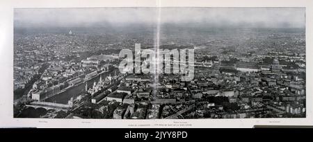 Esposizione Universelle (Fiera Mondiale) Parigi, 1889; una fotografia in bianco e nero di una veduta aerea dalla cima della Torre Eiffel. Foto Stock