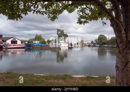 Saul Junction dove il Gloucester & Sharpness Canal incontra il Stroudwater Canal, Gloucestshire, Inghilterra Foto Stock
