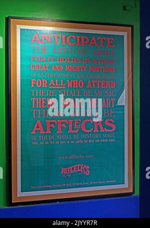 Anticipare il 12th aprile, Affleck poster, 52 Church St, Manchester, Inghilterra, REGNO UNITO, M4 1PW Foto Stock