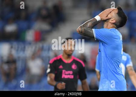 Roma, Lazio. 08th Set, 2022. Matias Vecino della SS Lazio durante la partita della UEFA Europa League tra SS Lazio e Feyenoord allo stadio Olimpico di Roma, 08th settembre 2022. $Fotografo01 di credito: Agenzia indipendente di foto/Alamy Live News Foto Stock