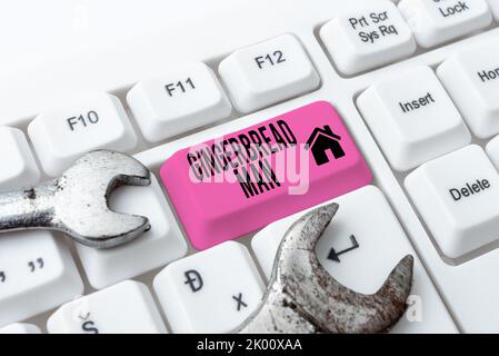 Segno di scrittura a mano Gingerbread Mancookie fatto di pan di zenzero di solito nella forma di umano. Cookie di concetto Internet fatto di pan di zenzero di solito nel Foto Stock