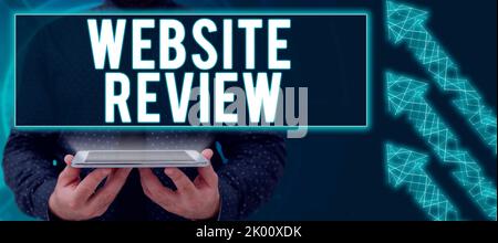 Visualizzazione concettuale WebReviewReviewReviews che possono essere pubblicati su aziende e servizi. Revisioni di concetto di affari che possono essere pubblicate circa Foto Stock