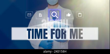 Didascalia testo presentare il tempo per me. Concetto Internet prenderò un momento per essere con me meditate felicità di relax Foto Stock
