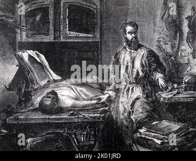 Andreas Vesalius (1514-1564) incisione dopo una foto di Edouard Hamman (1819-1888). Foto Stock