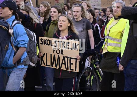 Svezia, Stoccolma, 09 settembre 2022. Greta Thunberg partecipa quando il venerdì per Futures organizza uno sciopero sul clima in occasione delle elezioni generali in Svezia, Stoccolma, 09 settembre 2022. Foto: Claudio Bresciani / TT / kod 10090 Foto Stock