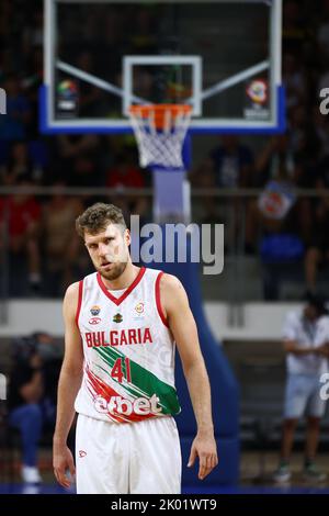 Samokov, Bulgaria - 1 luglio, 2022: Aleksandar Vezenkov dalla Bulgaria è visto in azione durante la FIBA Basketball World Cup 2023 European Qualifiers ag Foto Stock