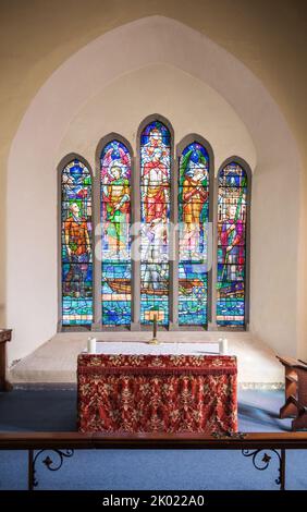 Bella vetrata nella chiesa di St Multose a Kinsale, Co Cork, Irlanda. Foto Stock