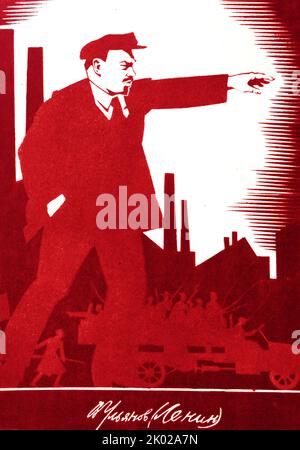 Vladimir Lenin manifesto della propaganda russa, 1924. Foto Stock