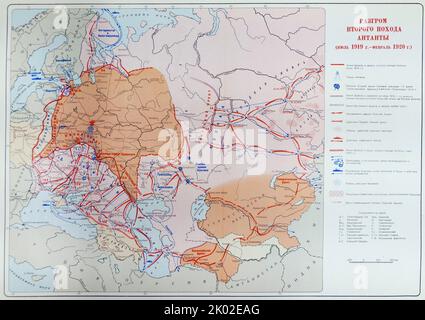 Mappa che mostra lo stato della guerra civile russa tra il 1919 e il 1920 Foto Stock